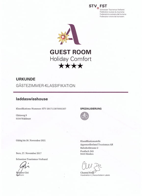 ใบรับรองห้องพัก 4 ดาว